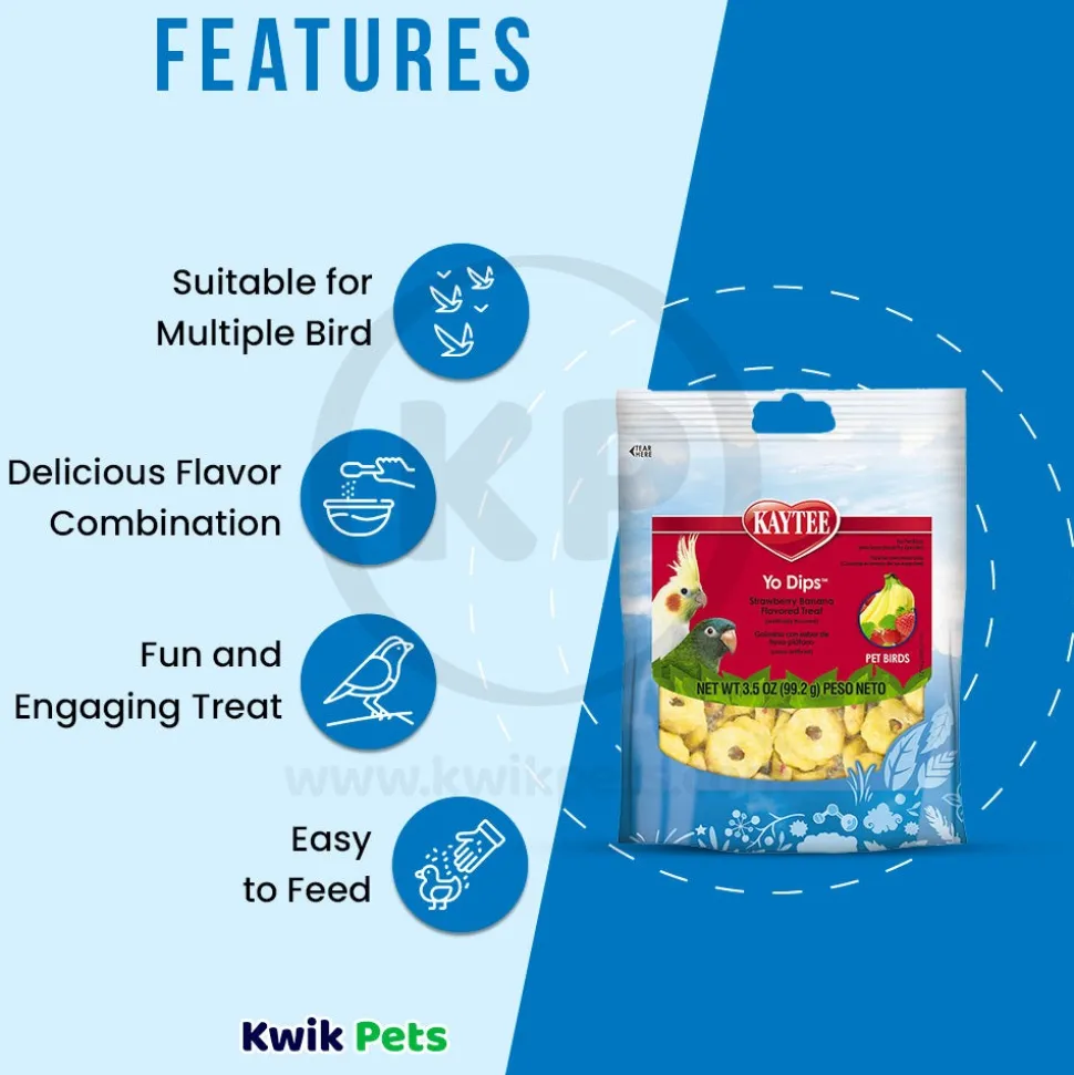 Kaytee Yo Dips Strawberry & Banana Flavored Treats for All Pet Birds 3.5-oz