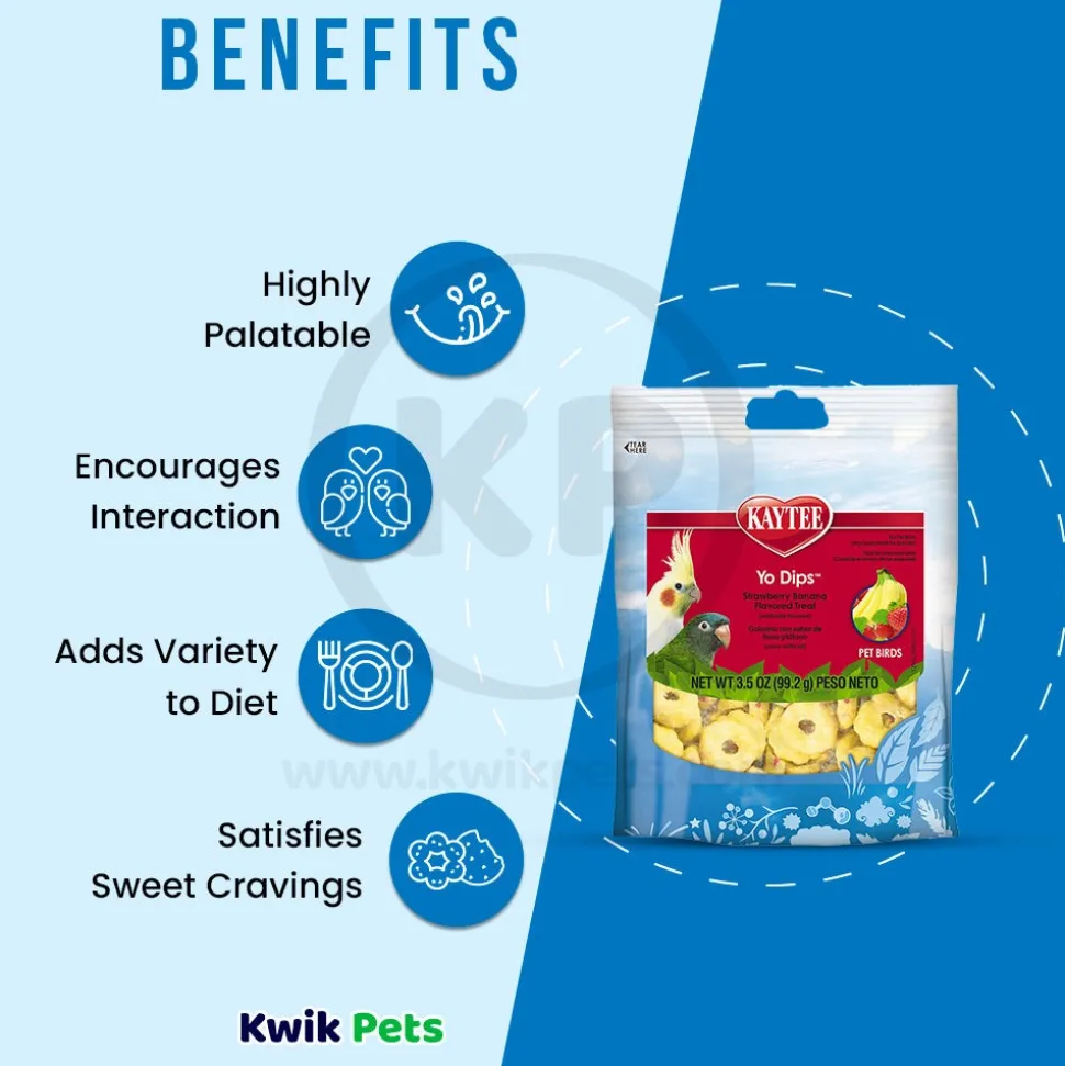 Kaytee Yo Dips Strawberry & Banana Flavored Treats for All Pet Birds 3.5-oz