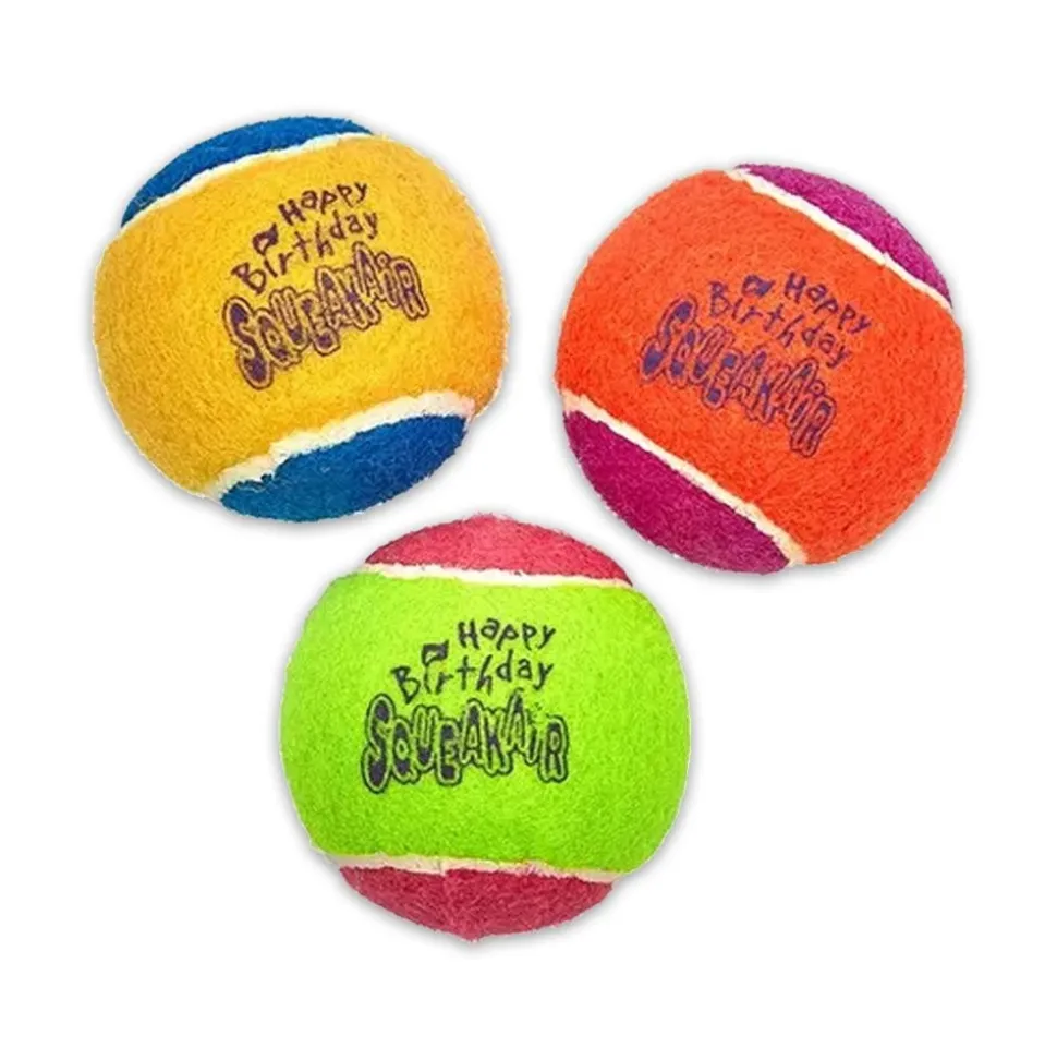 Kong Air Dog Squeakair Dog Toy Birthday Balls Medium 3 Count