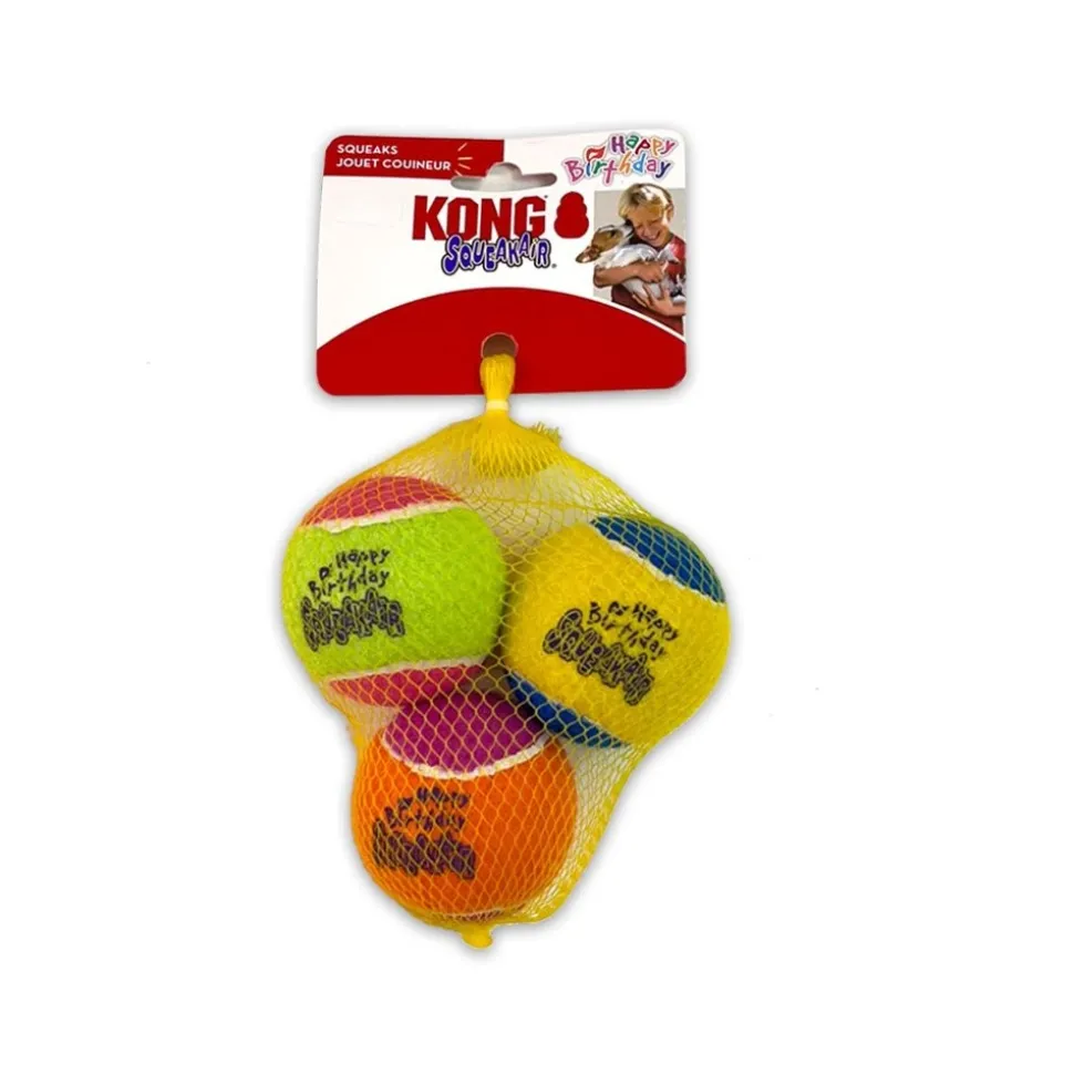 Kong Air Dog Squeakair Dog Toy Birthday Balls Medium 3 Count