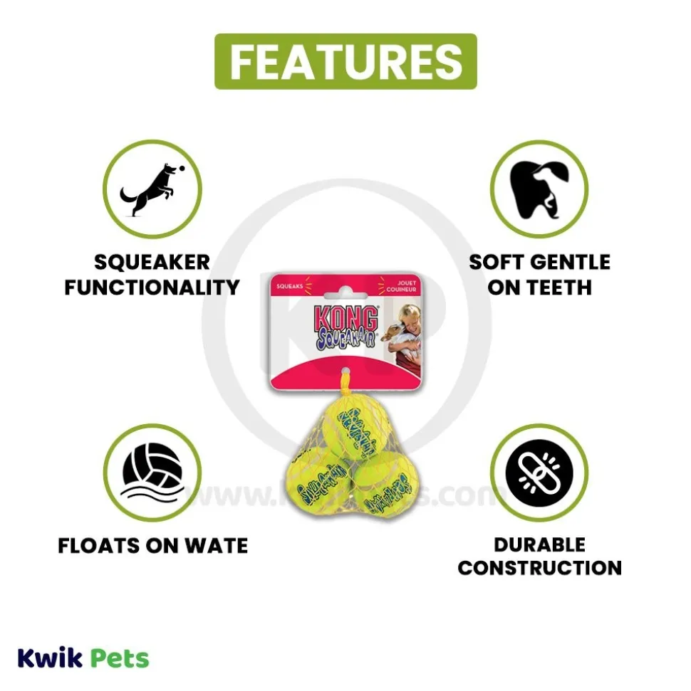 KONG Air Dog Squeakair Tennis Ball Dog Toy Medium 3 Count