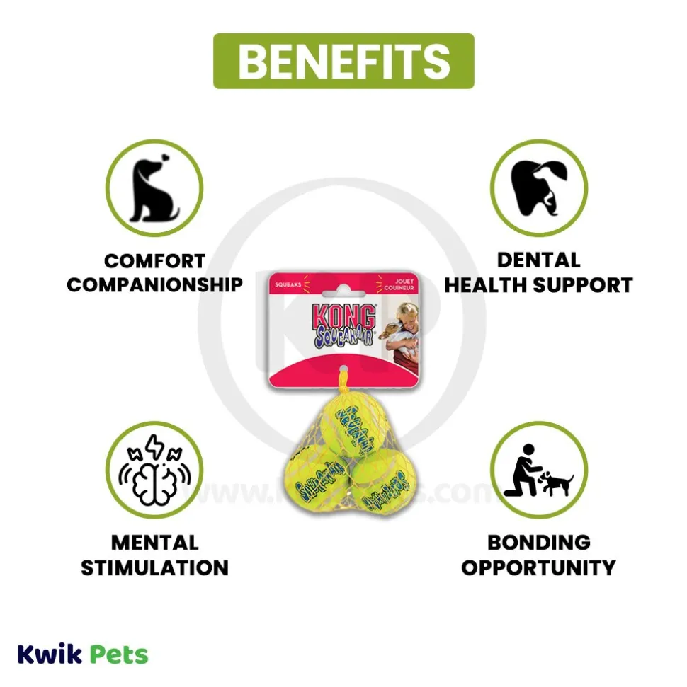 KONG Air Dog Squeakair Tennis Ball Dog Toy X-Small 3 Count