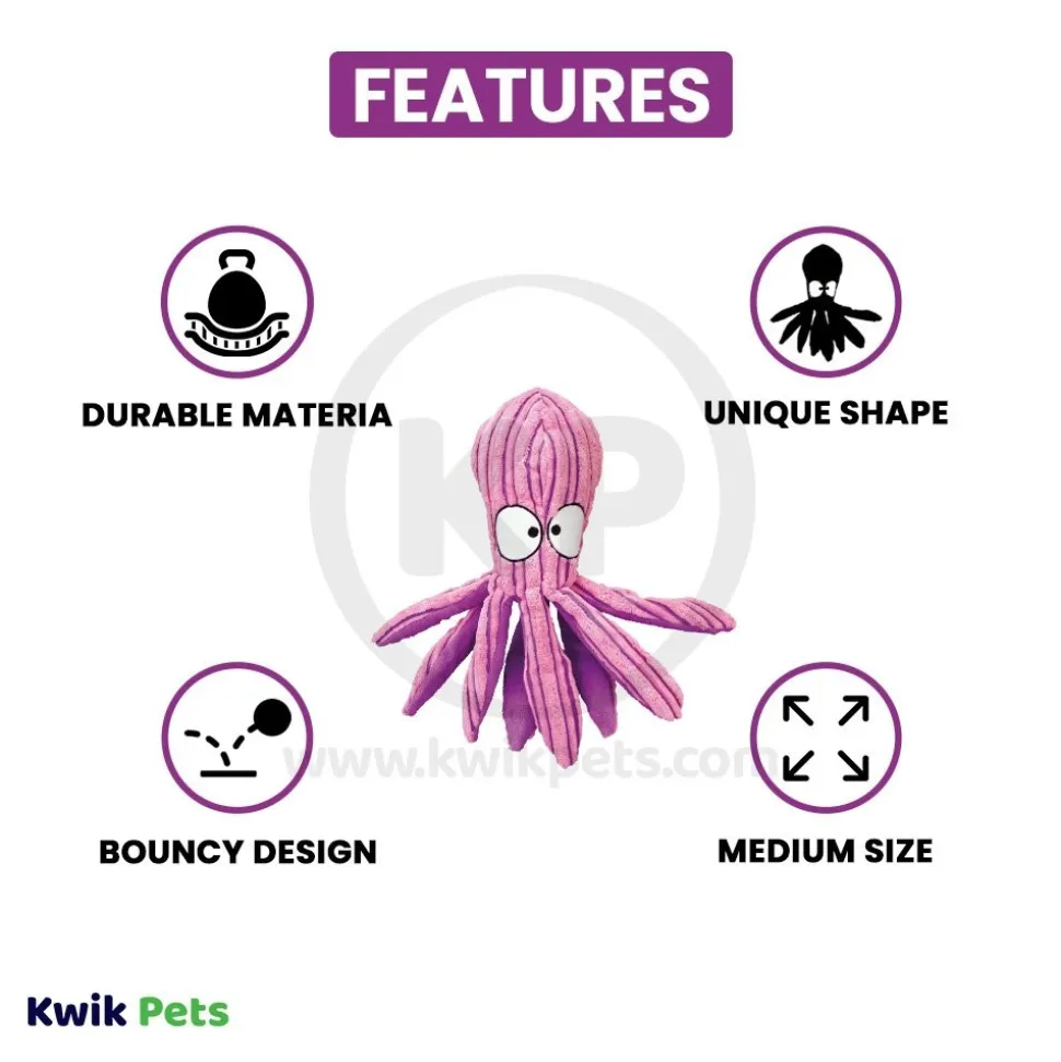KONG CuteSeas Octopus Dog Toy Pink Purple Medium