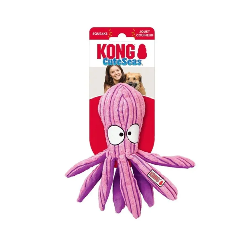 KONG CuteSeas Octopus Dog Toy Pink Purple Medium