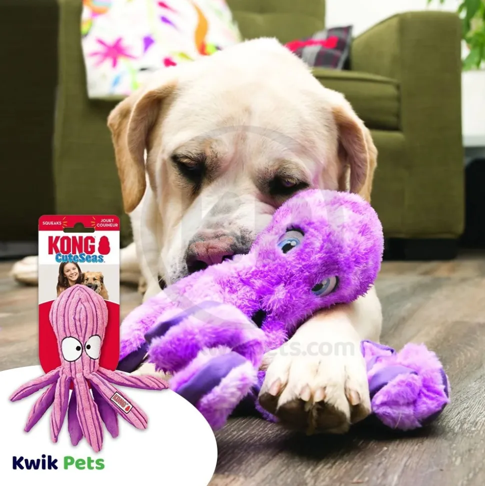 KONG CuteSeas Octopus Dog Toy Pink Purple Medium