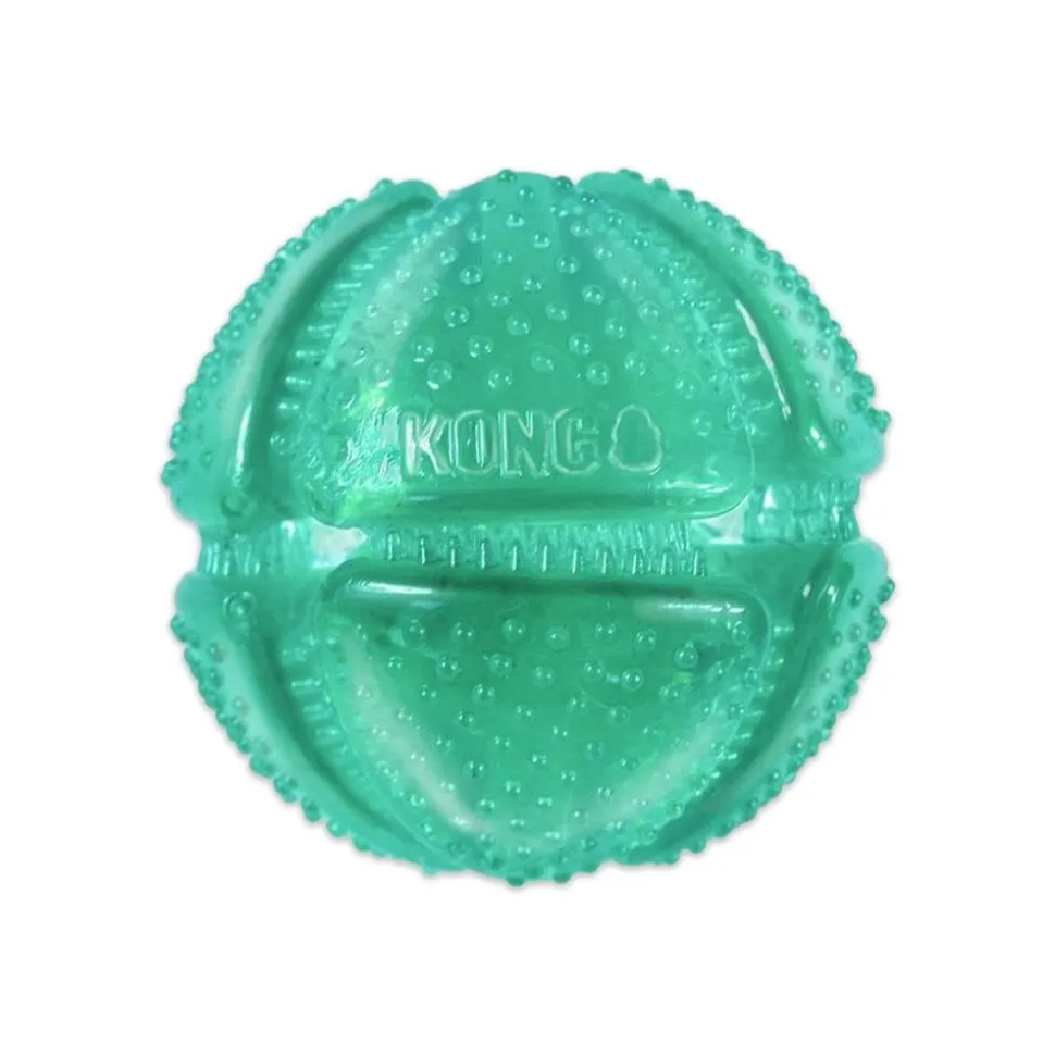KONG Dental Squeezz Ball Dog Chew Toy Teal Medium