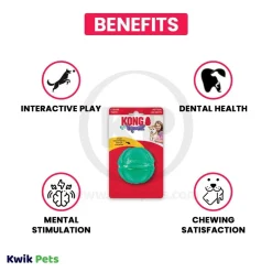 KONG Dental Squeezz Ball Dog Chew Toy Teal Medium