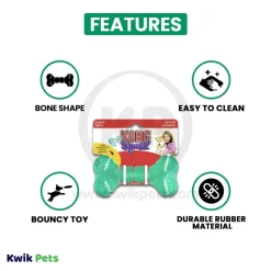 KONG Dental Squeezz Bone Dog Chew Toy Teal Medium