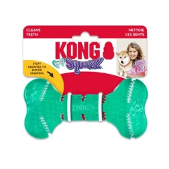 KONG Dental Squeezz Bone Dog Chew Toy Teal Medium