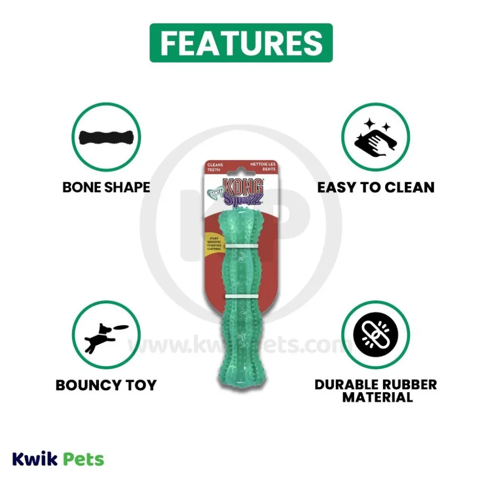 KONG Dental Squeezz Stick Dog Chew Toy Teal Medium