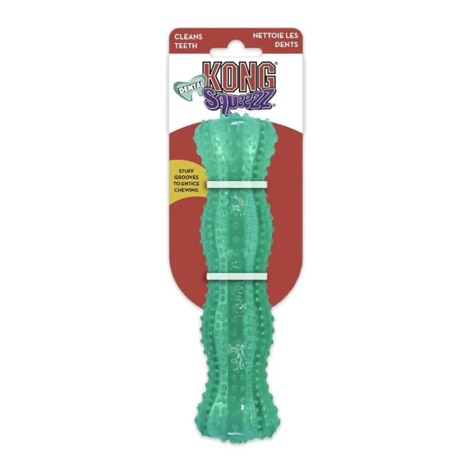 KONG Dental Squeezz Stick Dog Chew Toy Teal Medium