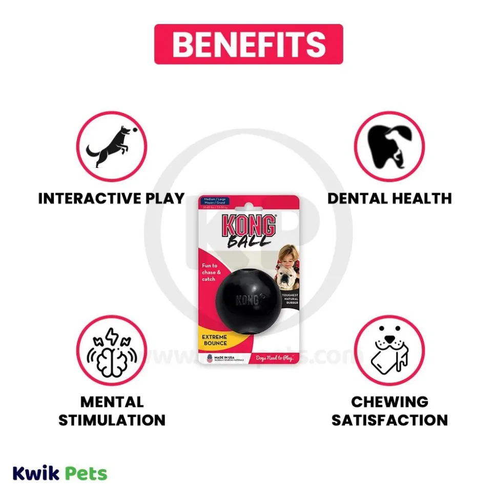 KONG Extreme Ball Dog Toy Black Medium/Large