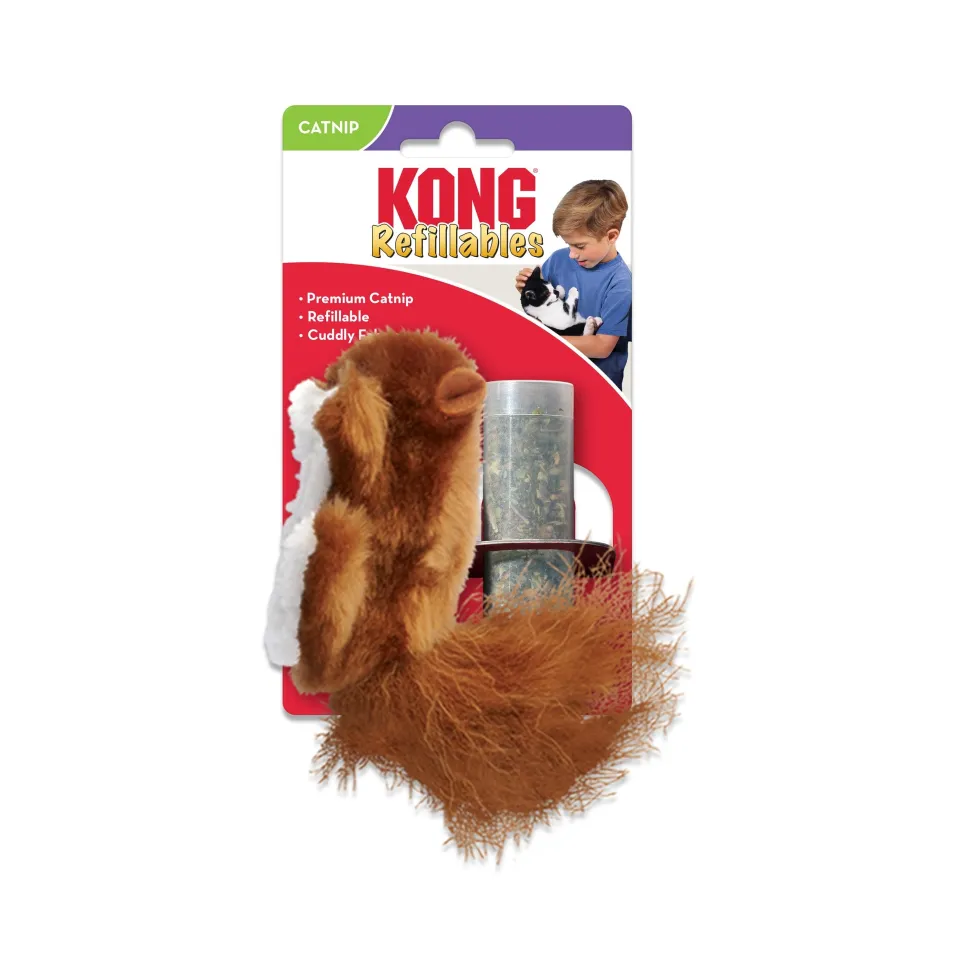 KONG Refillable Catnip Squirrel Cat Toy Brown One Size