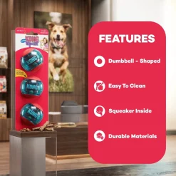 KONG Squeezz Action Ball Dog Toy Red Medium 3 Count