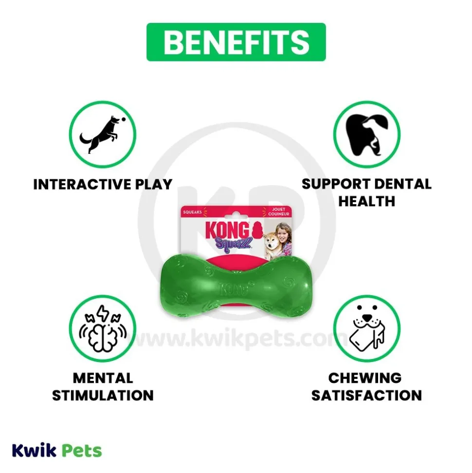 KONG Squeezz Dumbbell Dog Toy Assorted Large