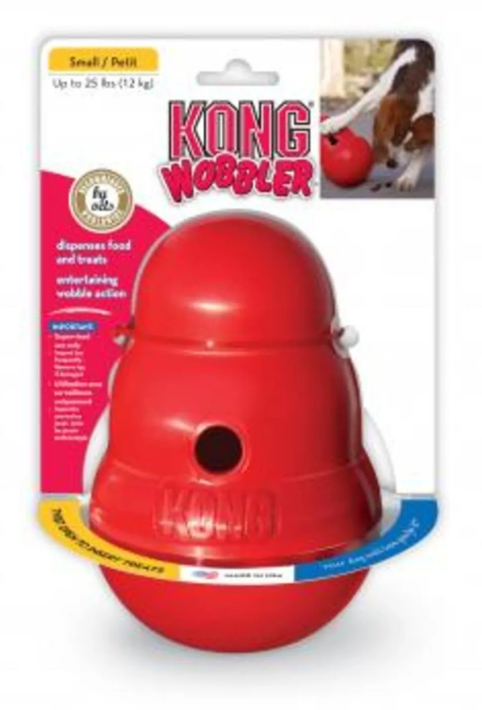 KONG Wobbler Food and Treat Dispenser Dog Toy Red Small