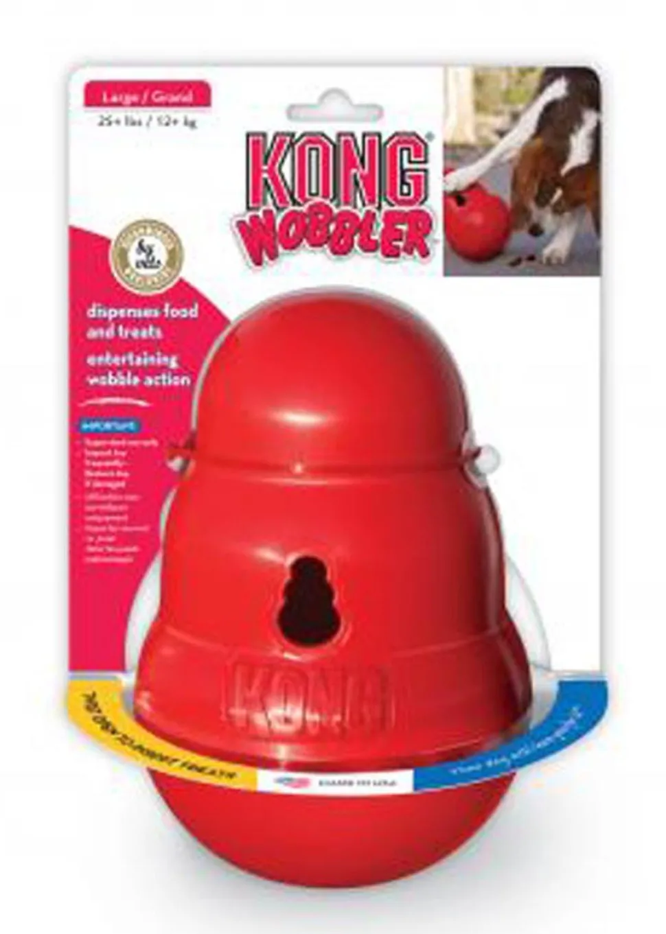 KONG Wobbler Food and Treat Dispenser Dog Toy Red Large