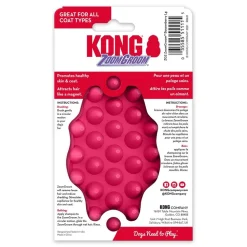 KONG Zoomgroom Rubber Dog Brush Raspberry Large