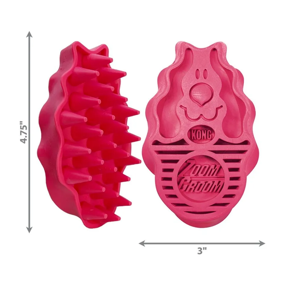 KONG Zoomgroom Rubber Dog Brush Raspberry Large