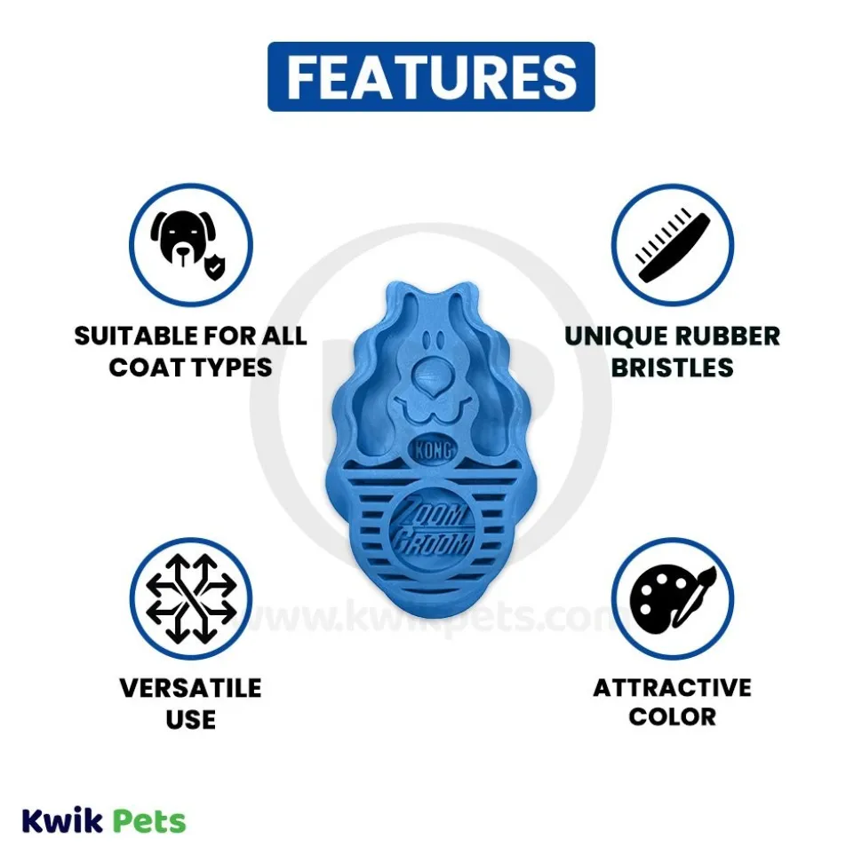 KONG Zoomgroom Rubber Dog Brush Boysenberry Large