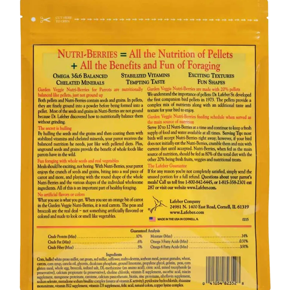 Lafeber Garden Veggie Nutri-Berries Parrot Bird Food 3-lb