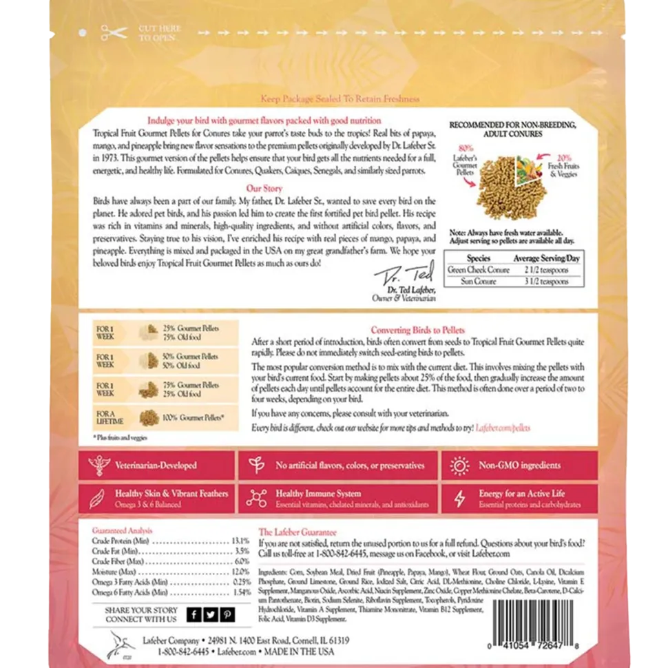 Lafeber Tropical Fruit Gourmet Pellets Conure Bird Food 4-lb