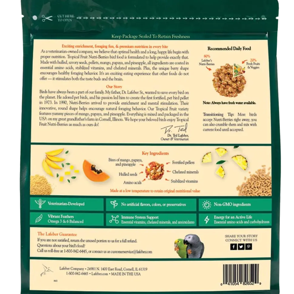 Lafeber Tropical Fruit Nutri-Berries Parrot Bird Food 3-lb