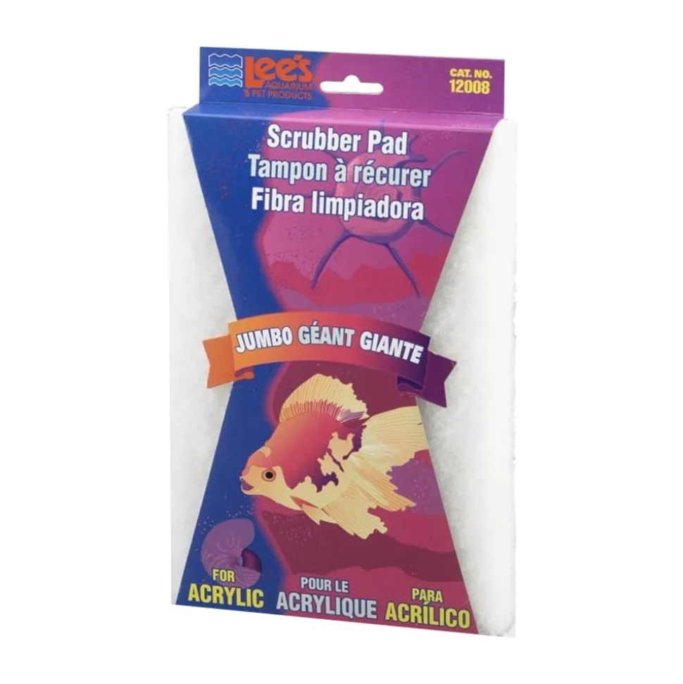 Lee's Aquarium & Pet Products Scrubber Pad for Acrylic Aquariums White Jumbo 6 in X 9 in
