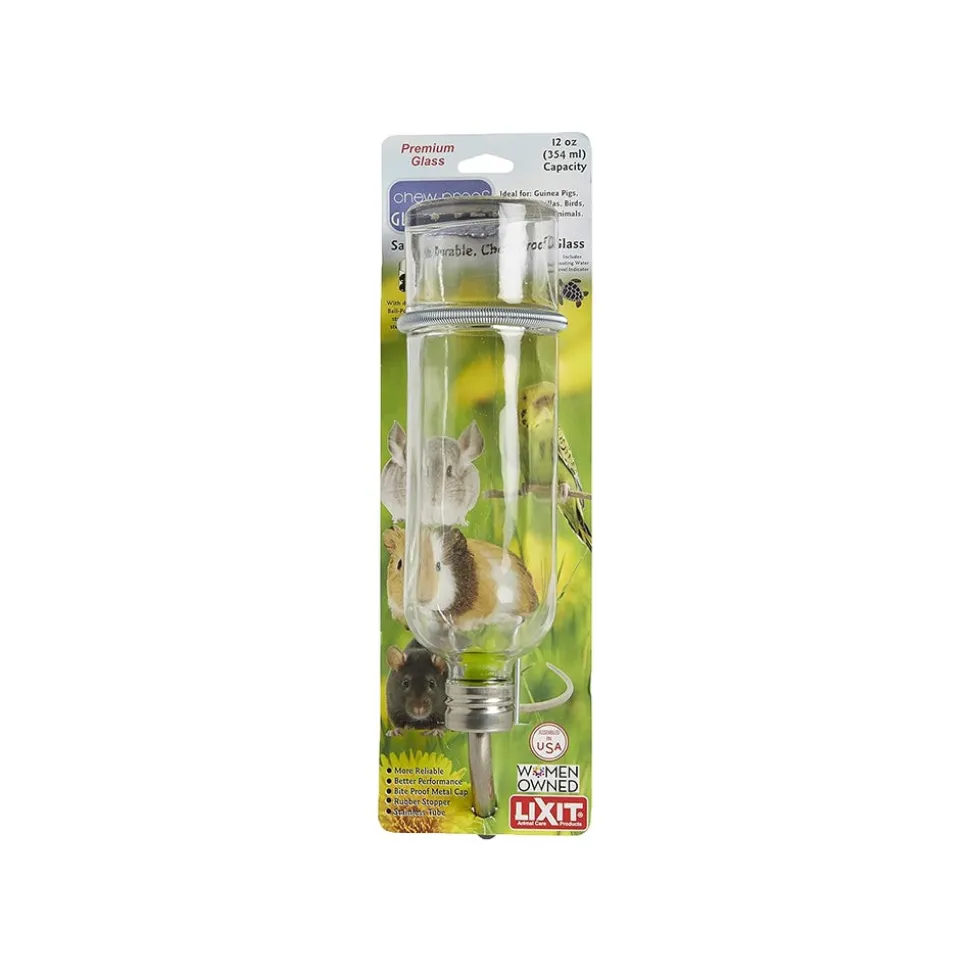 Lixit Chew Proof Glass Bottle for Small Animals Clear 12-oz