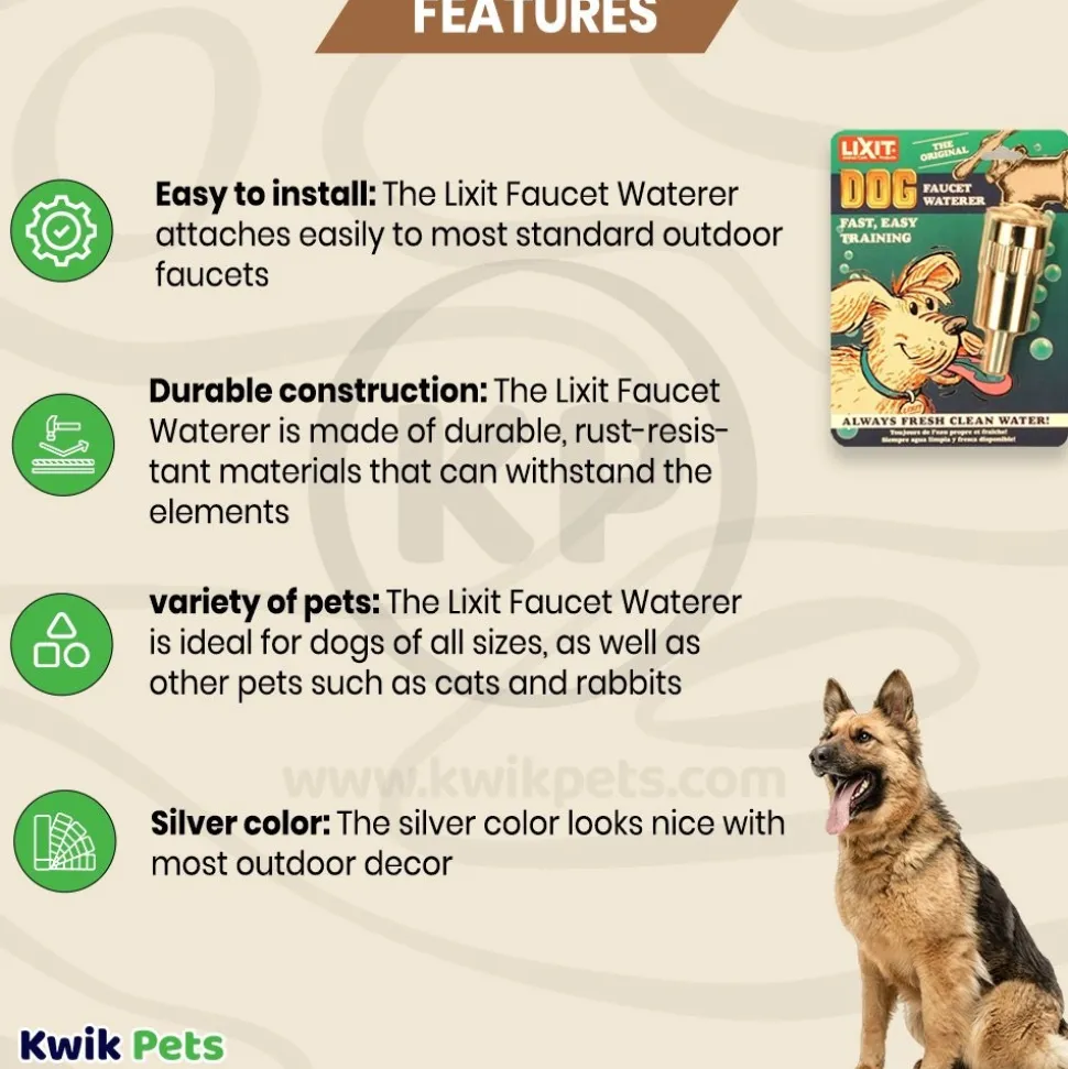 Lixit Dog Faucet Waterer Silver