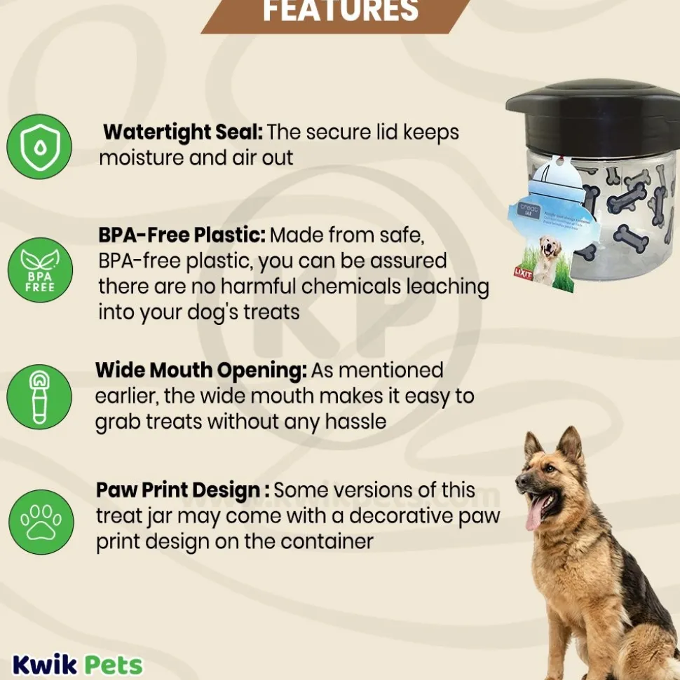 Lixit Dog Treat Jar Container Grey Clear Small
