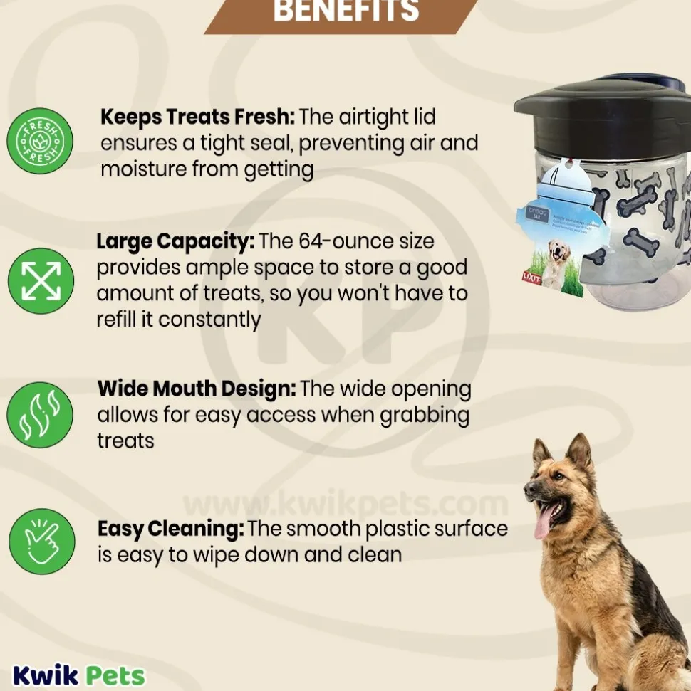 Lixit Dog Treat Jar Container Grey Clear Small