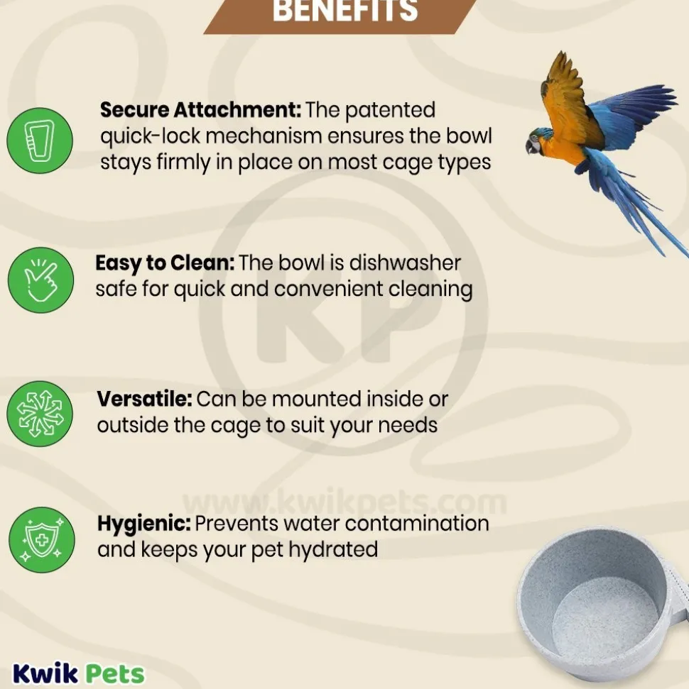 Lixit Quick Lock Crock Hanging Feeder for Small Animals Granite 10-oz