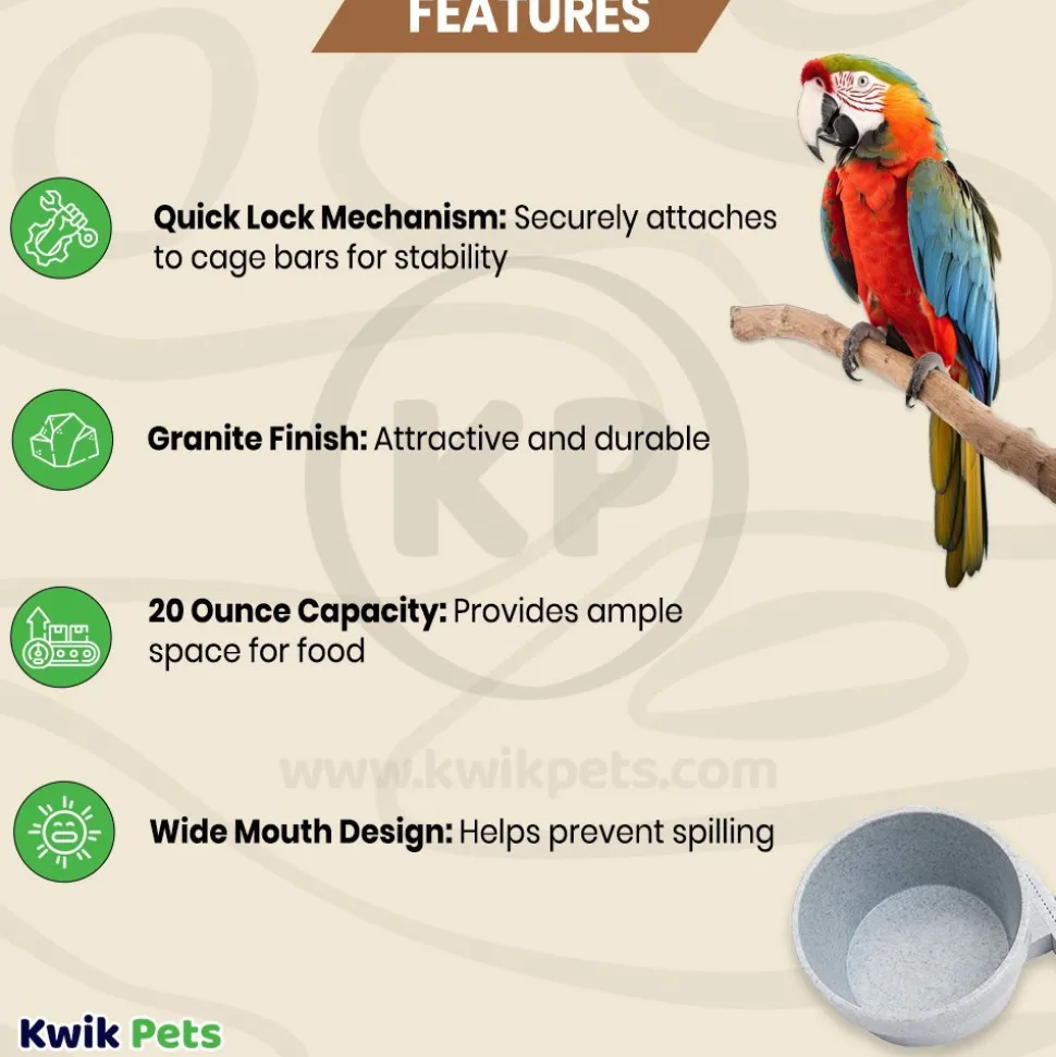 Lixit Quick Lock Crock Hanging Feeder for Small Animals Granite 20-oz