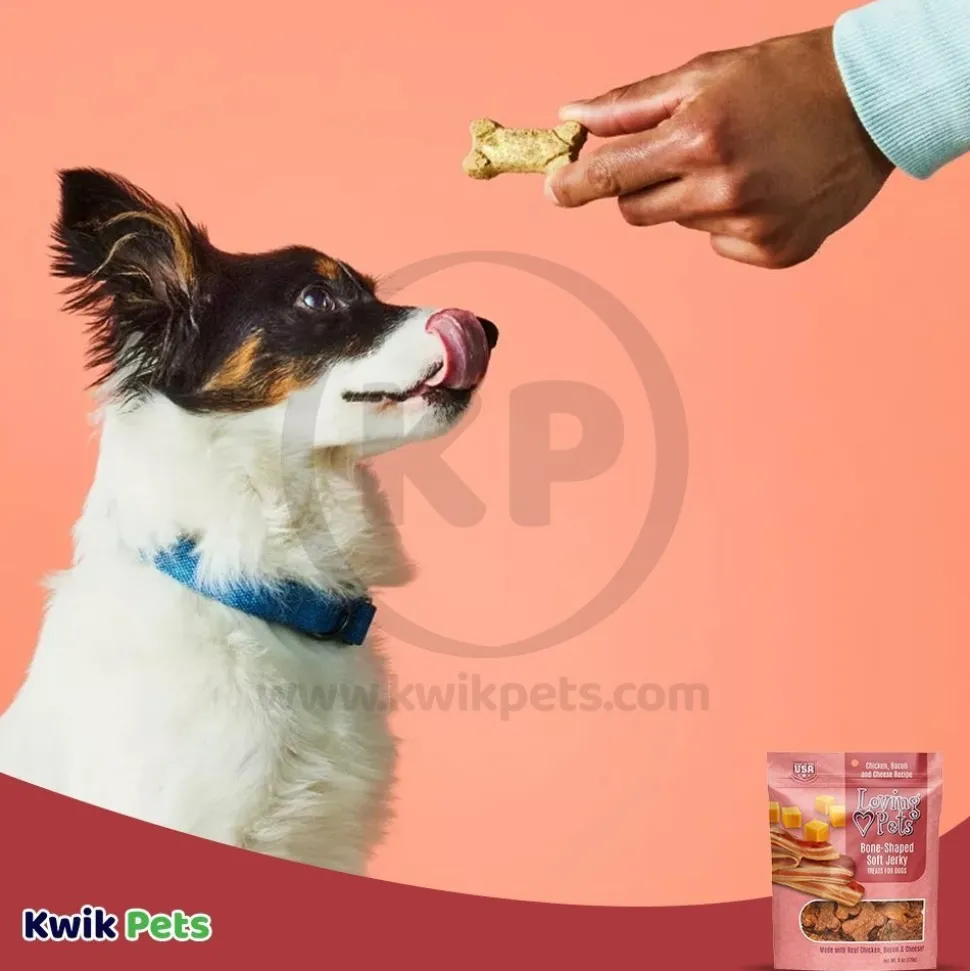 Loving Pets Bone-Shaped Soft Jerky Dog Treat Chicken Bacon & Cheese 6-oz
