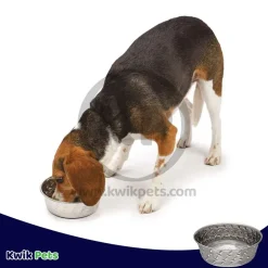 Loving Pets Diamond Plate Bowls with Non Skid Bottom Dog Dish Bowl Silver 1 Quart