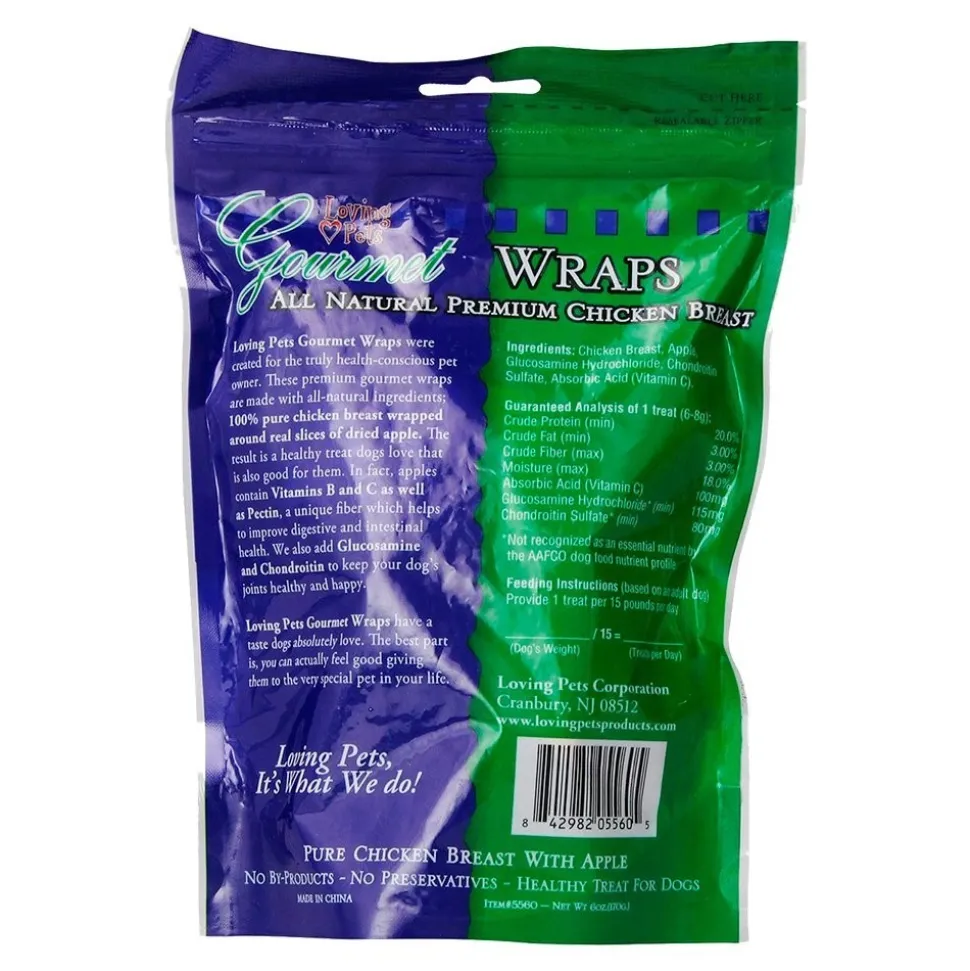 Loving Pets Gourmet Wraps Dog Treat Apple & Chicken 6-oz
