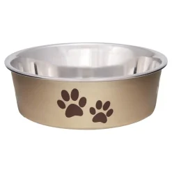Loving Pets Metallic Dog Bowl Champagne Small