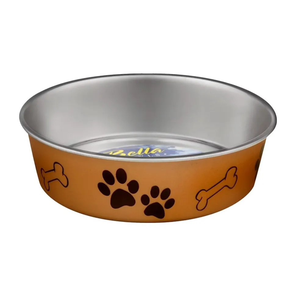 Loving Pets Metallic Dog Bowl Champagne Medium