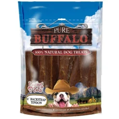 Loving Pets Pure Buffalo Backstrap Tendon Dog Treats 20 Count 4-6 inches