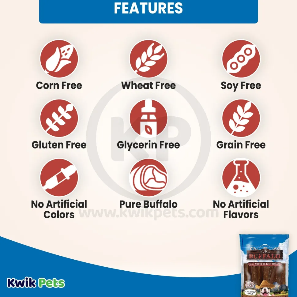 Loving Pets Pure Buffalo Backstrap Tendon Dog Treats 20 Count 4-6 inches
