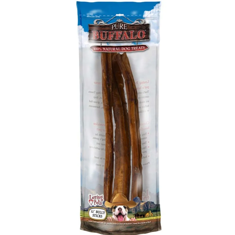 Loving Pets Pure Buffalo Bully Sticks Dog Treat 12-in 3 Count