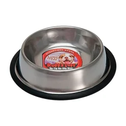 Loving Pets Ruff N' Tuff Traditional No-Tip Dog Bowl Silver 96-oz