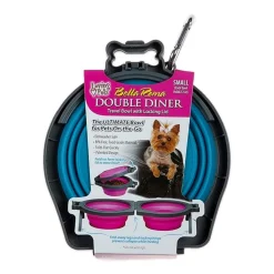 Loving Pets Travel Double Diner Dog Bowl Blue Small