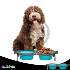 Loving Pets Travel Double Diner Dog Bowl Blue Small