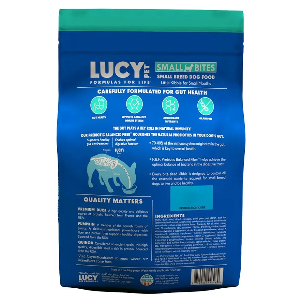 Lucy Pet Products Grain-Free Small Bites Small Breed Dry Dog Food Duck, Pumpkin & Quinoa 4.5-lb