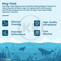 Mag-Float Replacement Pad/Felt Floating Magnet Cleaner for Glass Aquariums Black Large