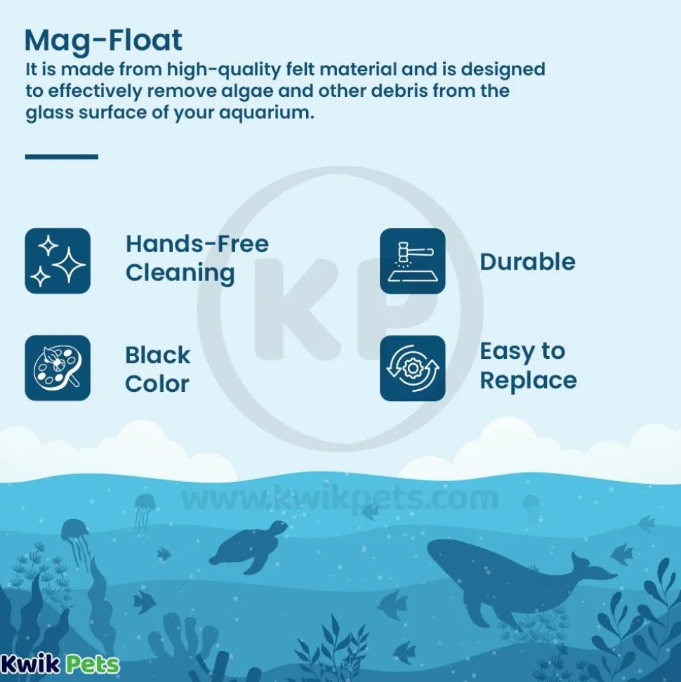 Mag-Float Replacement Pad/Felt Floating Magnet Cleaner for Glass Aquariums Black Large