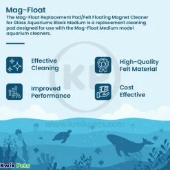 Mag-Float Replacement Pad/Felt Floating Magnet Cleaner for Glass Aquariums Black Medium