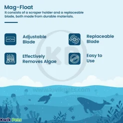 Mag-Float Scraper Holder & Blade for the Acrylic Aquariums Blue/Clear Small & Medium